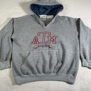 Vintage Texas A&M Aggies Sweatshirt Mens Large Gray NCAA Football Hoodie Midwest